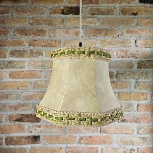 Vintage 1970s Octagonal Lampshade | Retro Pendant Shade With Green Trim - Etsy