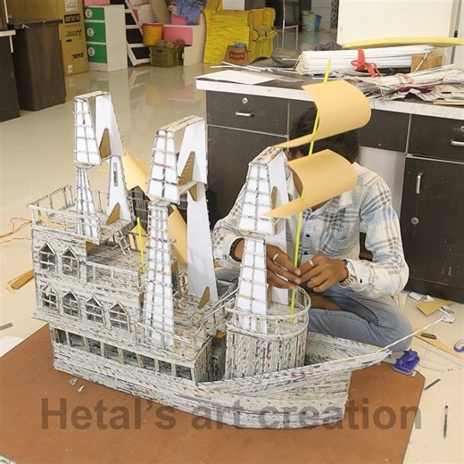 Only with Recycle Newspaper crafts ideas - Boat Making - Room Decor #diy #roomdecor #boat #recycle #newspaper | Hetal's Art - Creation