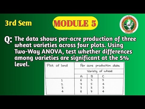 VTU| 3rd Sem |Maths BCS301 | Module 5 | Two Way ANOVA | Per Acre Production Problem | Important PYQ
