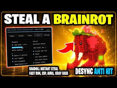 [ANTI HIT🔥] UGLY HUB STEAL A BRAINROT SCRIPT ANTI HIT, INVISIBLE 💯 TURRET DESTROY, FLOOR STEAL