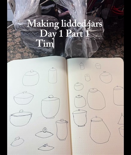 So here is Part 1 of making lidded jars. These will be larger than the salt/sugar jars that l've been making, so maybe small cookie jars or candy jars? It's a time consuming process from beginning to end. Keep checking back for updates. #ceramics #originaldesign #cookies #candy