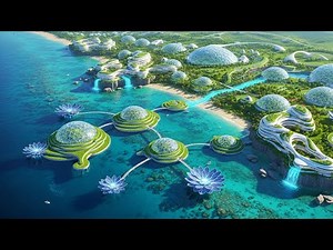 Aerial Solarpunk Odyssey | Floating Eco Islands & Futuristic Coast Cities | Relaxing Sci-Fi Ambience