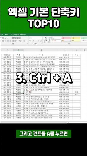모르면 퇴근 10분 늦어지는 엑셀 단축키 Top10 #shorts #excel #엑셀 #엑셀기초