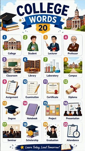20 Essential College Words in English | Learn English Vocabulary for Students📝
