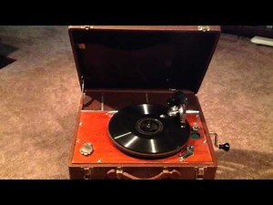 1930's Birch Wind Up Portable Record Player