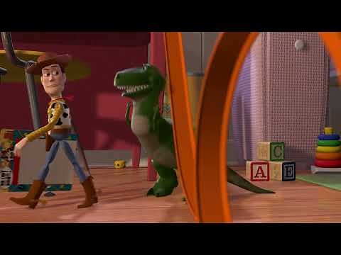 Rex tries to roar and scare at Woody - Toy Story (1995)