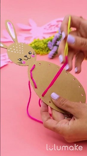 Easy Bunny Craft Idea | threading activity for kids | Diy Easter Decor 🐰🎀