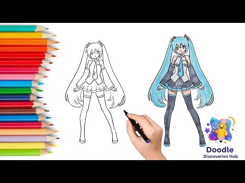 How to draw Hatsune Miku | Step-by-step Kawaii Vocaloid Drawing and Coloring Tutorial