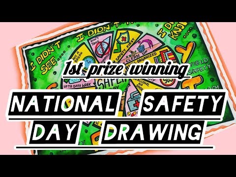 National Safety Day Drawing easy,4th March| Safety Day Poster Drawing| Safety First drawing