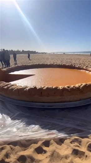 CMH on Instagram: "Eating a GIANT pumpkin pie on the beach 😋🥧 #explore #pumpkinpie"