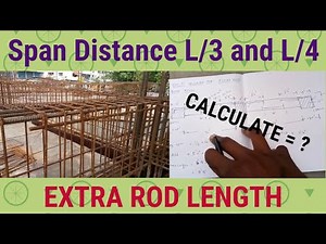 Span distance L/3 and L/4 used extra rod length formula providing the Rcc roof beam