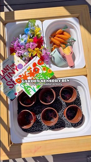 Low prep garden sensory bin for toddlers #toddlermom