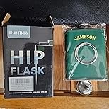 KWANITHINK Hip Flask for Liquor for Men, 8oz Stainless Steel Whiskey Flask with Integrated Cap ＆ Funnel, for Outdoor Camping Hiking Climbing, Father's Day Gift for Men (Black)