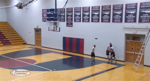 One Of The Toughest Defense Drills You Will Ever Do (Great Conditioning Too) - Man In The Hole Want a tougher team? Do drills in practice that require toughness. Man In The Hole Drill does exactly that! The ball handler has the ball on the baseline. The defender is in a good stance, ready to work hard to stay in front of the ball handler. After the ball handler makes it to the other end, they will hand off to the next player, who will be facing the same defender. The third and final ball handler