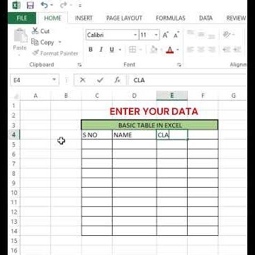 How to create basic table in EXCEL