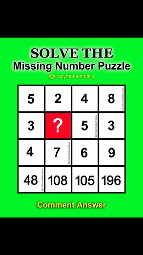 Solve the missing number #maths #mathskills #mathtest #mathpuzzle #missingnumber #mathchallenge | Crazy Mathematics