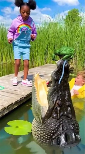 Frog Dodges Alligator & Rides It! You Won't Believe What Happens Next! #Funny #Viral