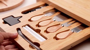 CAWIU Charcuterie Board with Lid – Large Bamboo Cheese Board Set with Utensils & Drawers – Housewarming, Wedding Gifts for Couples, Serving Tray with Cover (Black)
