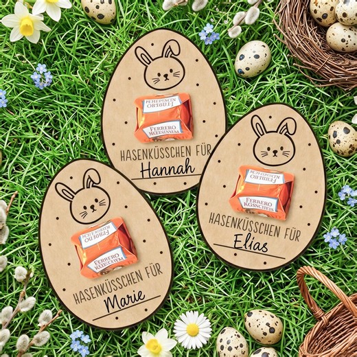 Easter Bunny Kiss PDF Print Template - Personalizable Easter Gift for Children - Easter Greeting - Ferrero Kisses - Etsy