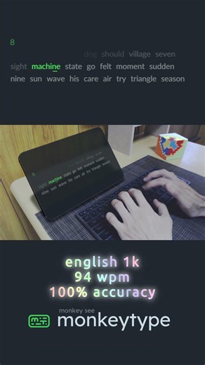 Monkeytype speed typing challenge (94 wpm)