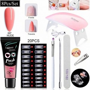Gel Nail Polish Starter Kit Poly Gel Nail Kit with UV Nail Lamp Nail Extension | eBay UK