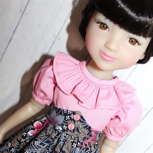 14.5 Inch Doll (ruby Red FF) Pink, Navy Floral, Long Ruffled Dress, Puff Sleeve, Belt - Etsy