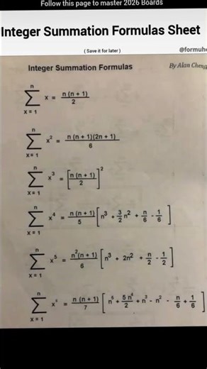 Integer summation formula sheet...