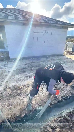 Guiding the Pour: The Human Chain Directing Concrete into the Trench