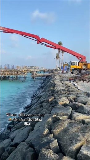 Pump Truck Concreting in Water Villa Project #construction #concreting #heavyequipment #civil