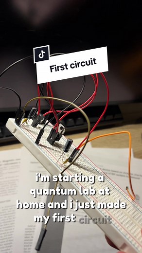 I made my fist circuit for my quantum lab at home! It’s nothing too insane since I wanted to just go through the motions with all these new tools I bought. I grabbed myself a multimeter, some breadboards, jumper wires, circuit components, and an AC-DC power supply. Since this fist circuit is looking successful, my next step is to order the parts for the more advanced ones and keep building until I have a green laser that I can control. #electronics #seattle #quantum #athome