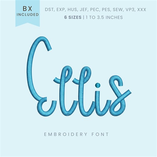 Ellis Script Embroidery Font - Modern Script - Machine Embroidery Alphabet - 6 Sizes - BX, PES   More Formats - Etsy