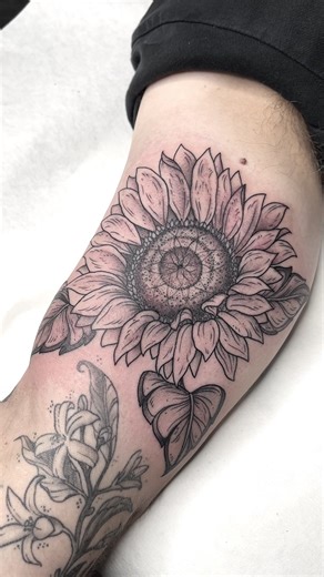 Tatuaje de girasol: arte en gris para Egor