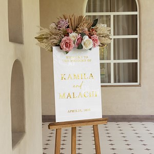 White Acrylic Wedding Sign With 3D Gold Mirror Names - Acrylic Wedding Welcome Sign - Personalized Wedding Signs - Reception Signage - Etsy