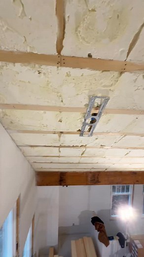 Fun tongue and groove pine ceiling install on Sebago Lake! Running the boards vertically really makes the tall space feel even taller. Message if you need help with your next project! #tandjfinishes #customhomes #buildinmaine #mainecarpentry #portlandmaine #finishcarpentry #jobsitelife #southernmaine #craftedinmaine | T&J Finishes | Facebook