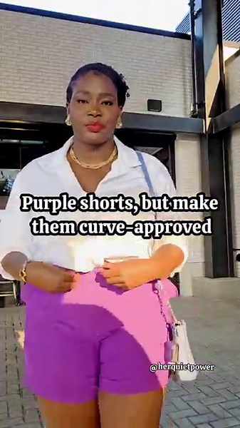 what goes well with purple shorts | pear-shaped outfit ideas