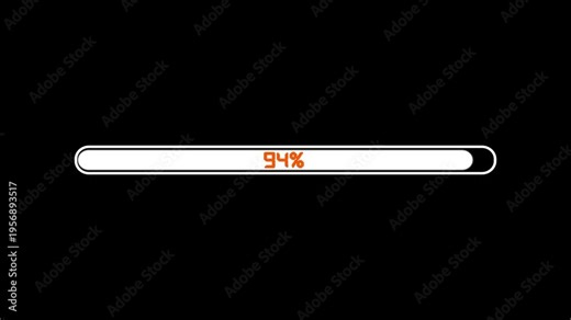 Full Progress Loading Bar Animation 0 to 100 Percent Animation, counting from 0 to 100, Complete Progress and Deleting Indicator. Loading and Deleting Process on Black Background 0–100%,
