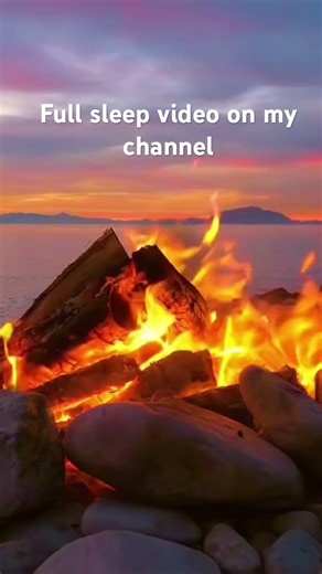 Peaceful fire & ocean sounds- full sleep video on my channel