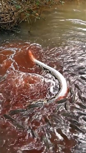 Piranha Eating Phyton 👀. #piranha #phyton #snake #river