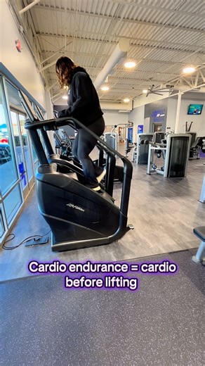 Anytime Fitness Arab on Instagram: "Trainer Tip Tuesday! Cardio before or after weights? • Cardio before lifting ➡️ Great for warm-ups, endurance focus, or if cardio performance is your main goal. • Cardio after lifting ➡️ Best for building strength and muscle. Lift heavy while you’re fresh, then finish with cardio to boost calorie burn. Do what’s best for your goals! Need help building the right plan for you? Stop by Anytime Fitness and train smarter with Coach Rachel 💜💪🏻 #arabal #anytimefit