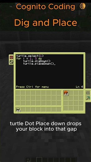 Minecraft Turtle 3 Dig Script That Actually Works #tutorial #coding #minecraft
