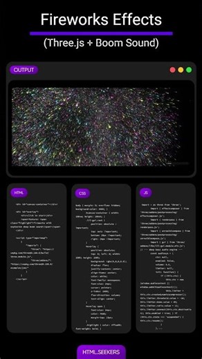 Fireworks 2026 🎆✨ (Three.js + Boom Sound) #htmlcss #threejs #coding #webdesign