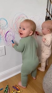 594K views · 8.2K reactions | "The 'Abstract Wall Art' masterpiece is complete!"  Two mini artists are giggling proudly at their creation. Congrats, parents, you have a free mini-exhibition! #MiniArtists #WallArt #AdorableMess #TwinTrouble | TICA | Facebook