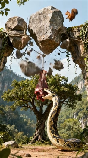 Will the boulder trap kill the python? 1=Yes 2=No #Squirrel #Python #BoulderTrap #AnimalBattle