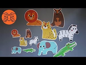 Animal Puzzles for kids with elephant bear zebra lion crocodile leopard
