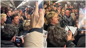 Jimmy Fallon, Green Day treat passengers to a performance at New York subway station
