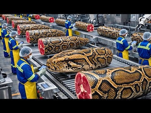 Inside a Modern Python Farming Factory: From Live Pythons to Meat & Skin (Full Process)