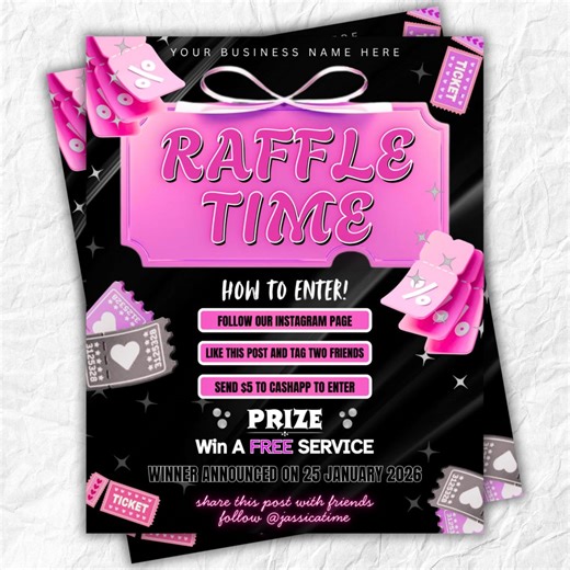 Editable Raffle Flyer Template for Giveaways & Contests | DIY Beauty Salon Promotion | Canva Flyer Design Kit | Business Event Marketing - Etsy