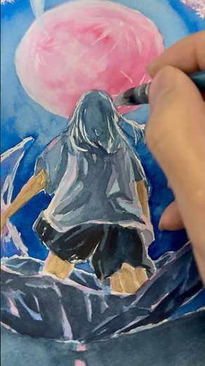 魔法の絨毯で月見 #イラスト #水彩 #アート #painting #watercolor #art