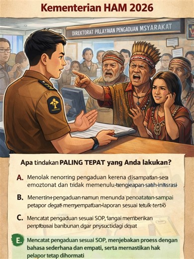 🚀 Siap Jadi ASN Idaman di Kementerian HAM? ✨ Belajar Soal Mansoskul PLO PPPK 2026 sambil paham cara tangani pengaduan masyarakat dengan empati & profesional! 💡 Fokus ke SOP, HAM, komunikasi, dan sensitif budaya, biar skill kamu makin PRO! 🎓 Gabung Kelas PPPK KemenHAM sekarang! 📱 WA langsung: 0859-1066-85600 🔥 Pilih opsi “E”, jadi ASN yang bukan cuma patuh aturan tapi juga humanis & dihormati masyarakat! #PPPKKemenHAM #ASNGenZ #BimbelPPPK #LayananOperasional #CPNS2026 #SkillUp #EmpatiProfesi
