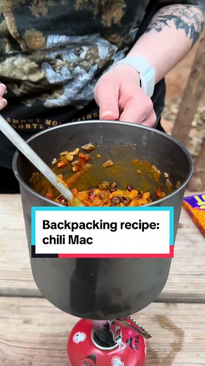 Looking to make your own backpacking recipes? Here is a fun one to try! Chili Mac Small Shaped Pasta Can Crushed Tomatoes Can Black Beans Can Green Chilis 1 Bell Pepper 1/2 Cup Onion 2 Garlic Cloves Salt & Pepper Cheddar Cheese Powder (optional) You can adjust the chili portion of the recipe to your liking! Cook your chili to the desired taste and the spread on a dehydrator tray. I used a sauce tray since the chili was a little runny from being cooked. Set dehydrator to 165 F for 8 hours Let the